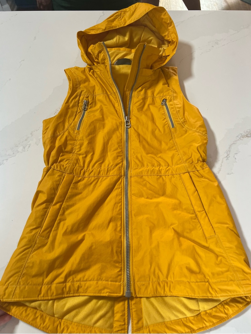 Athleta Bright Yellow Hooded Vest XXS